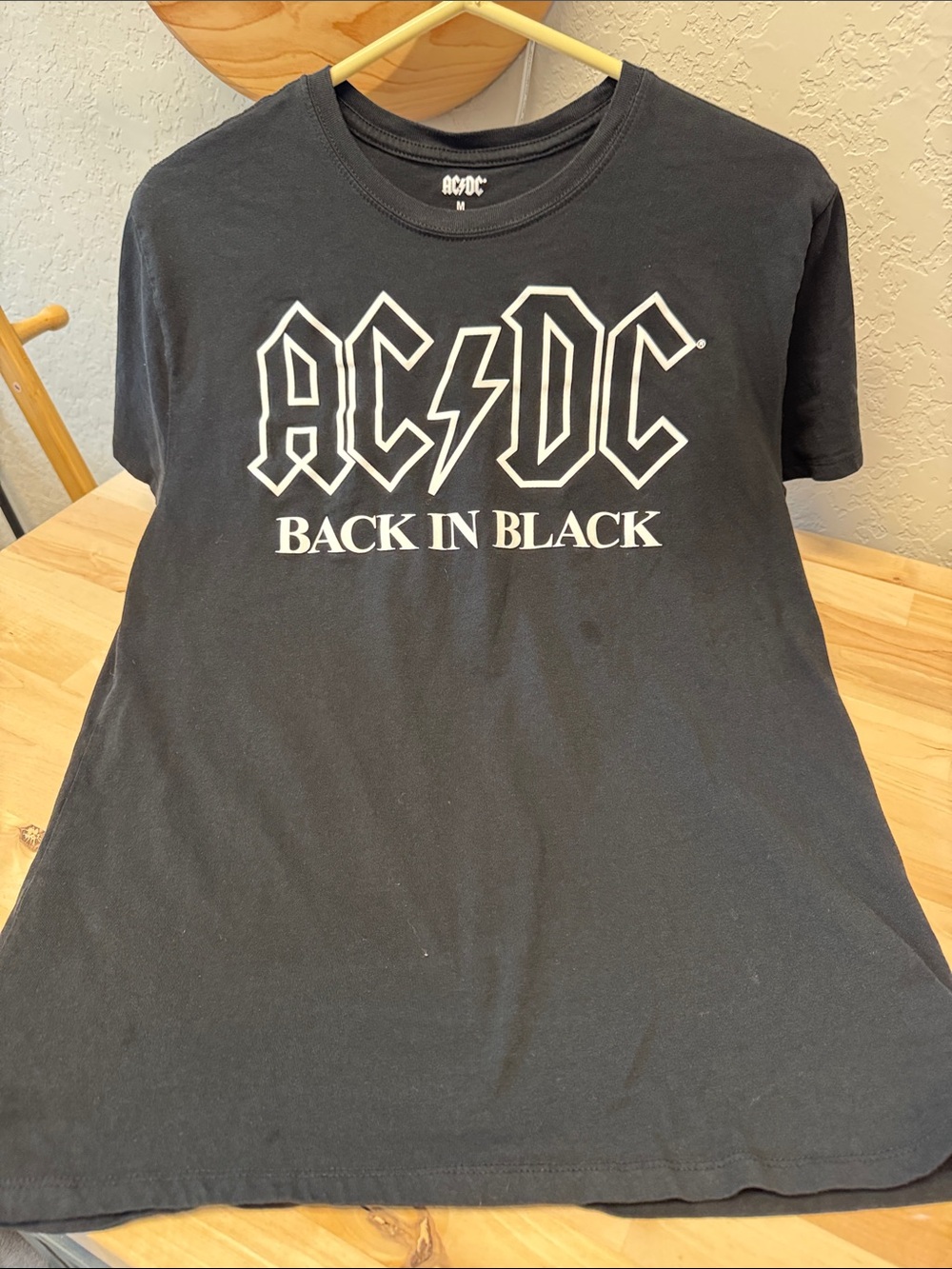AC/DC Black Tee with White Logo - 'Back In Black'